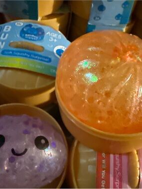 6 -Mini SQUISHY BUN Dumplings orbit Edition Clear Glitter Unbranded